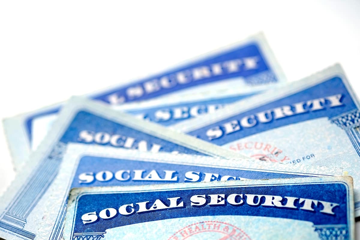 Social Security cards in a row cybersecurity